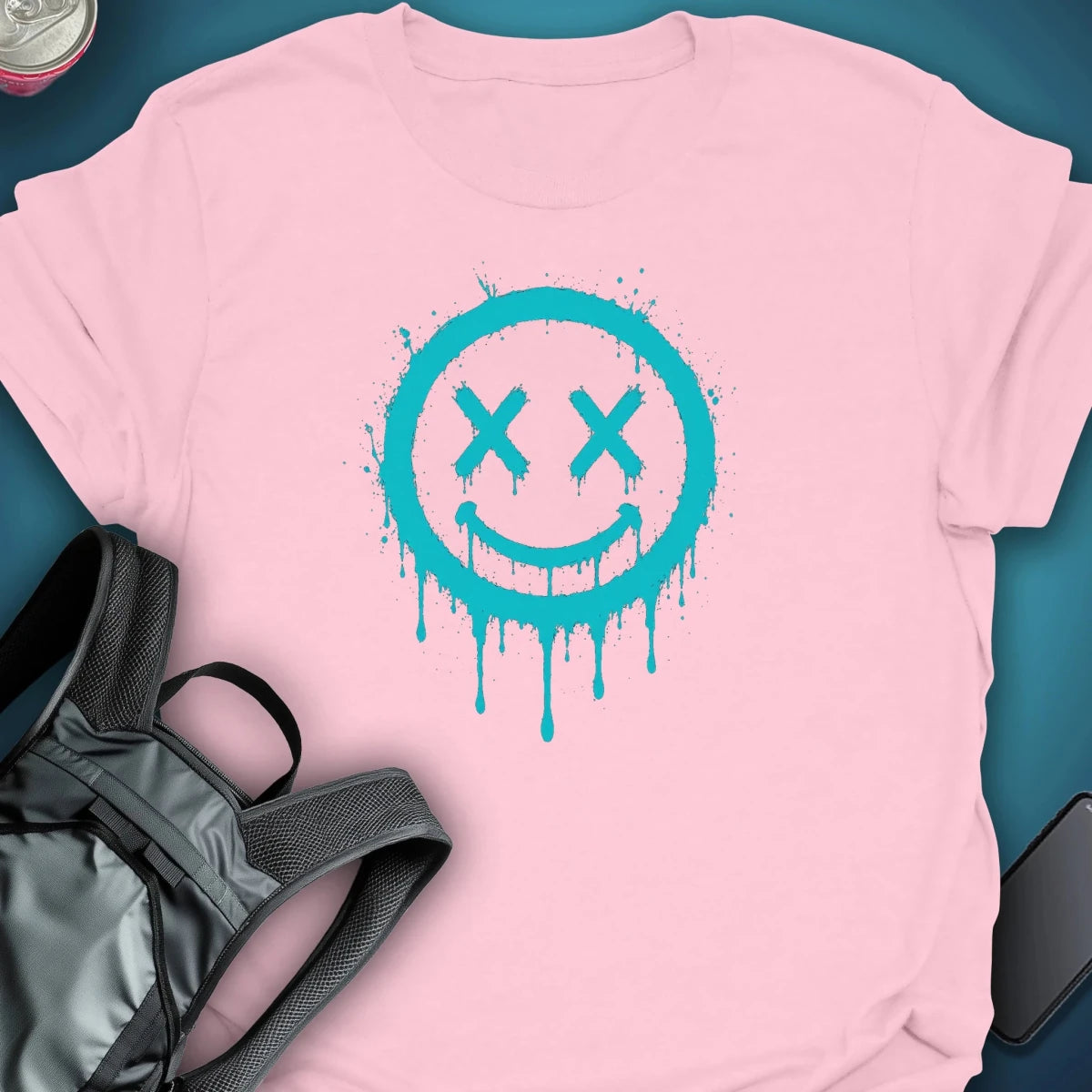 Dead Happy blue Graphic T-Shirt graphic T-shirt – Festival clothing by Triptees