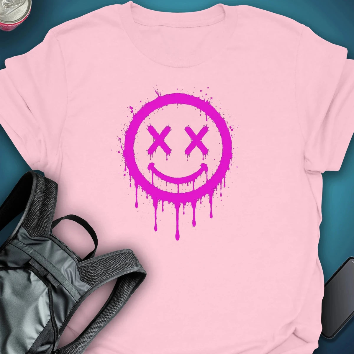 Dead Happy pink Graphic T-Shirt graphic T-shirt – Festival clothing by Triptees