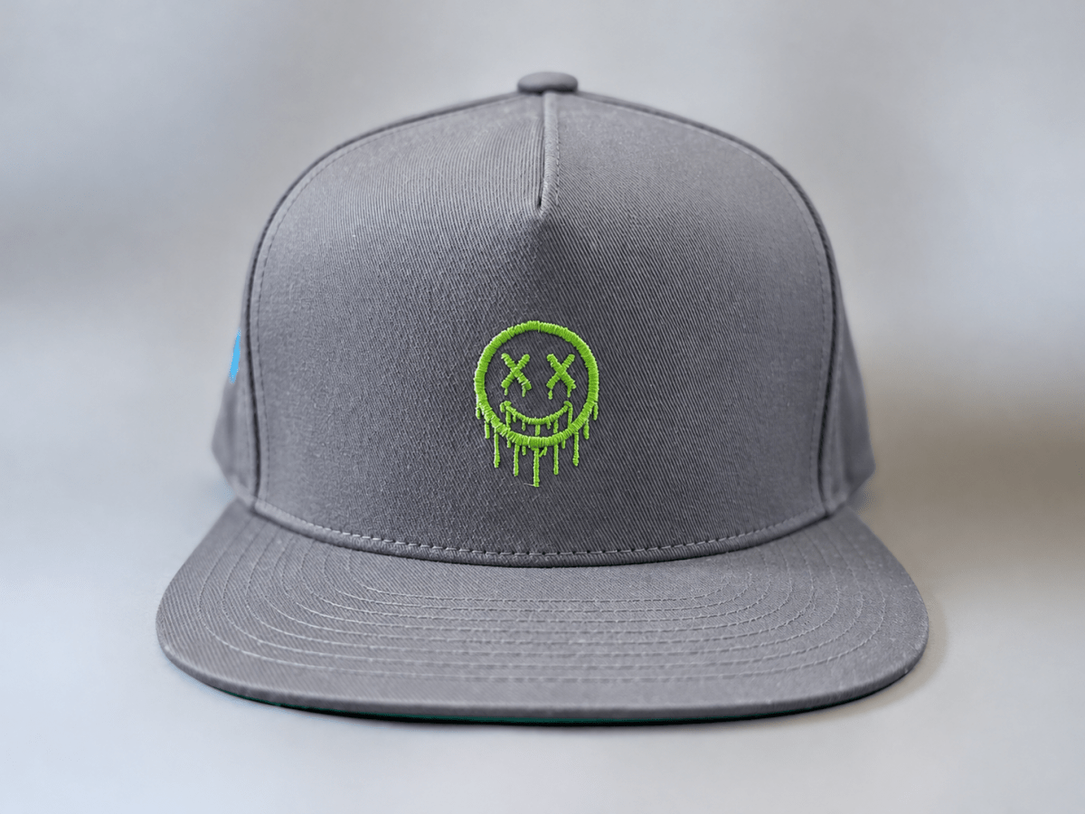 Kiwi Green Smiley Snapback Hat graphic T-shirt – Festival clothing by Triptees