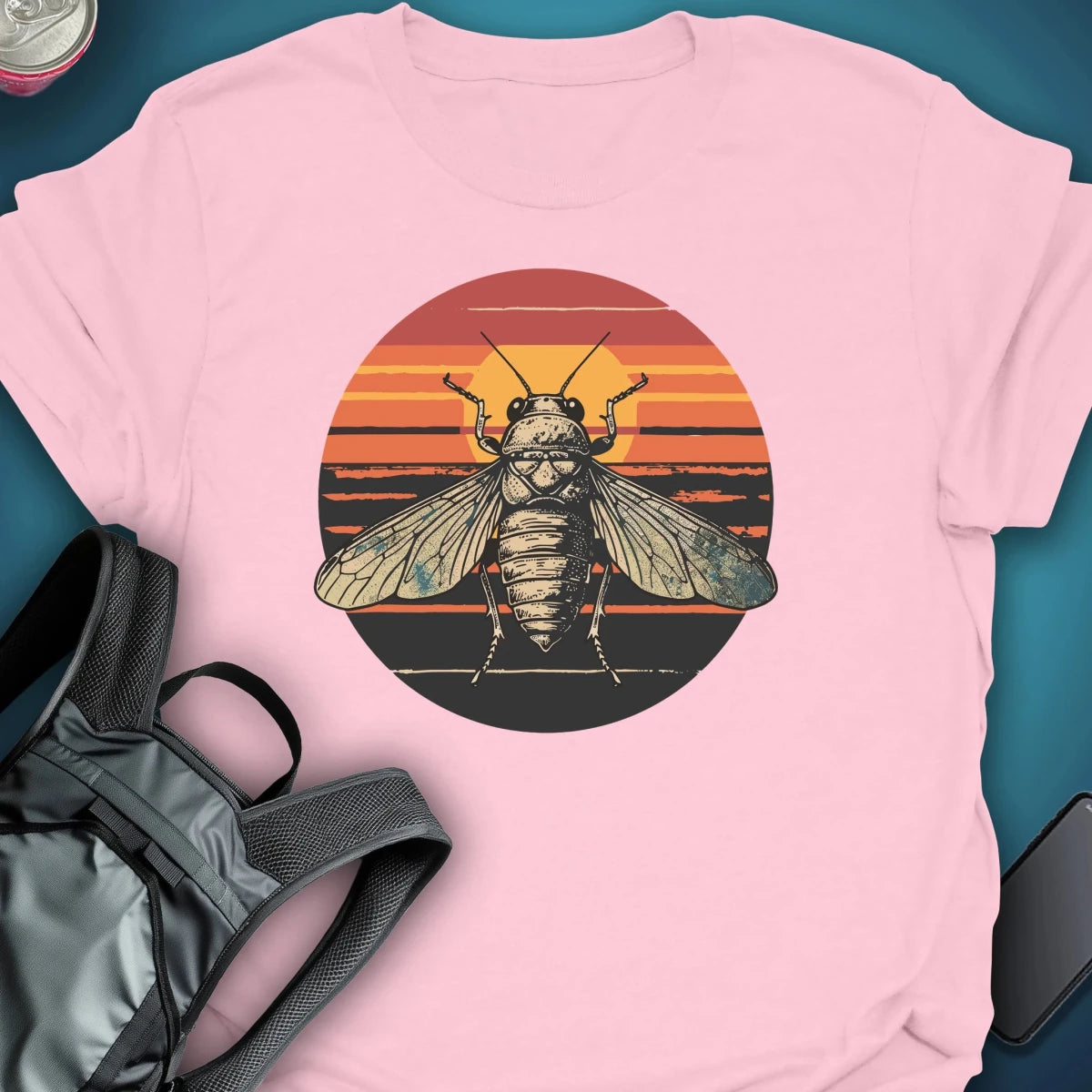Sunset Cicada graphic T-shirt – Festival clothing by Triptees
