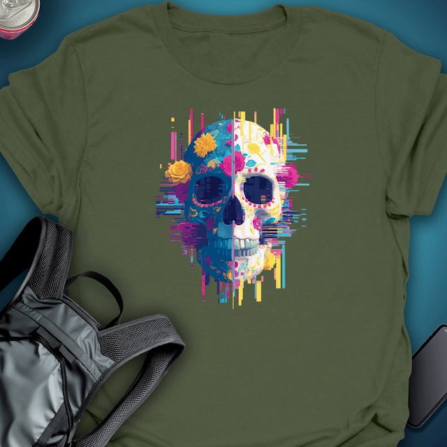 Triptees T-shirt Glitch Calavera OG graphic T-shirt – Festival clothing by Triptees