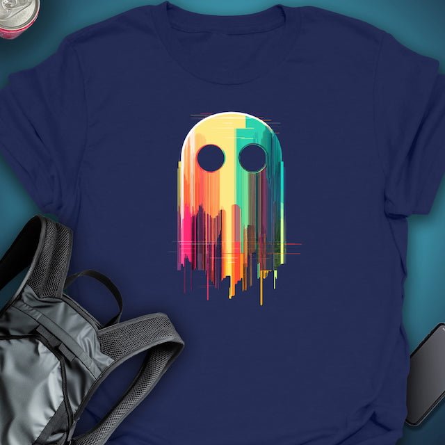 Triptees T-shirt Glitch Ghost - Yellow Blue graphic T-shirt – Festival clothing by Triptees