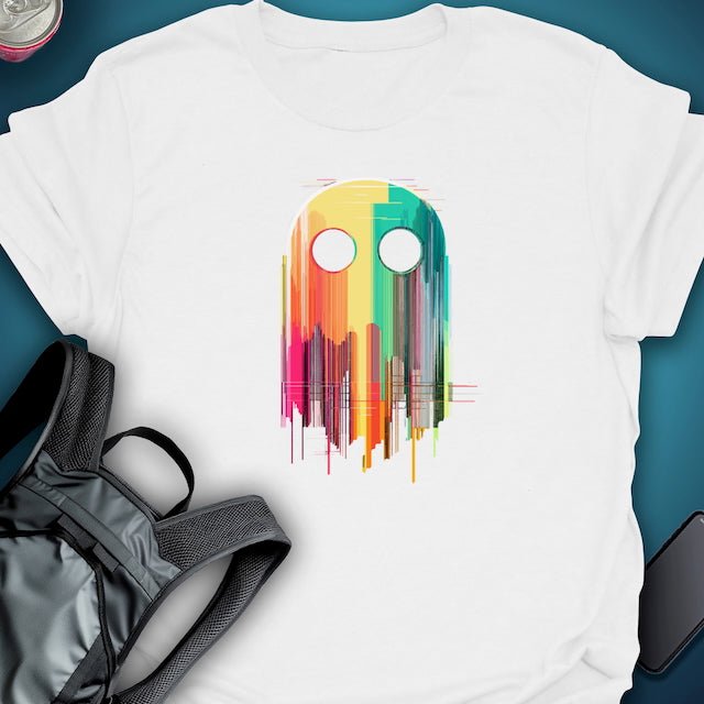 Triptees T-shirt Glitch Ghost - Yellow Blue graphic T-shirt – Festival clothing by Triptees