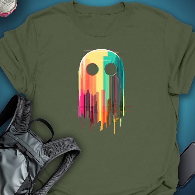 Triptees T-shirt Glitch Ghost - Yellow Blue graphic T-shirt – Festival clothing by Triptees