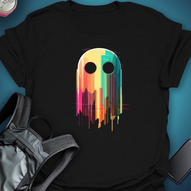 Triptees T-shirt Glitch Ghost - Yellow Blue graphic T-shirt – Festival clothing by Triptees