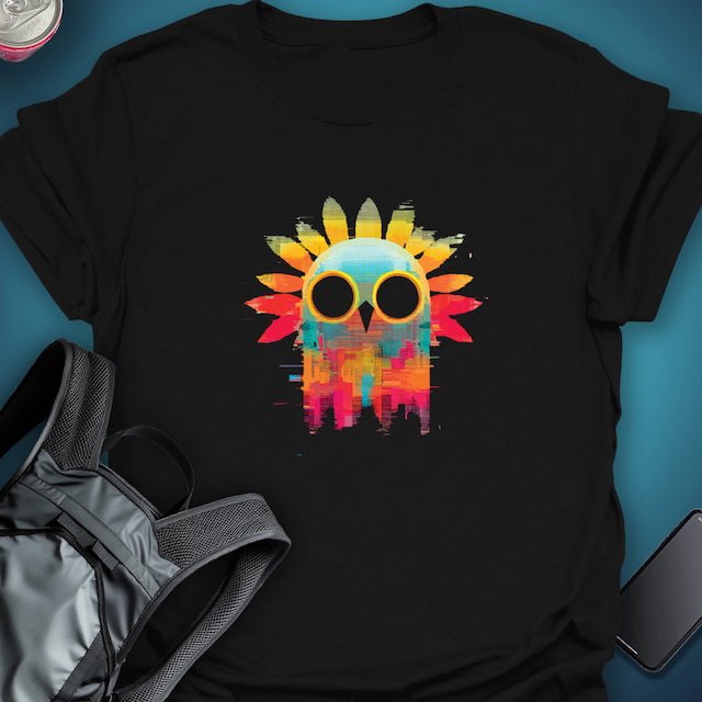 Triptees T-shirt Glitch Owl graphic T-shirt β Festival clothing by Triptees