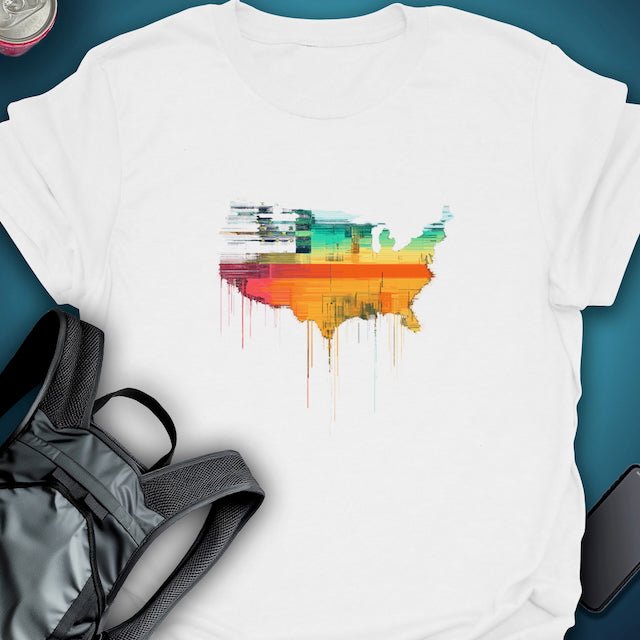 Triptees T-shirt Glitch USA Flag graphic T-shirt – Festival clothing by Triptees