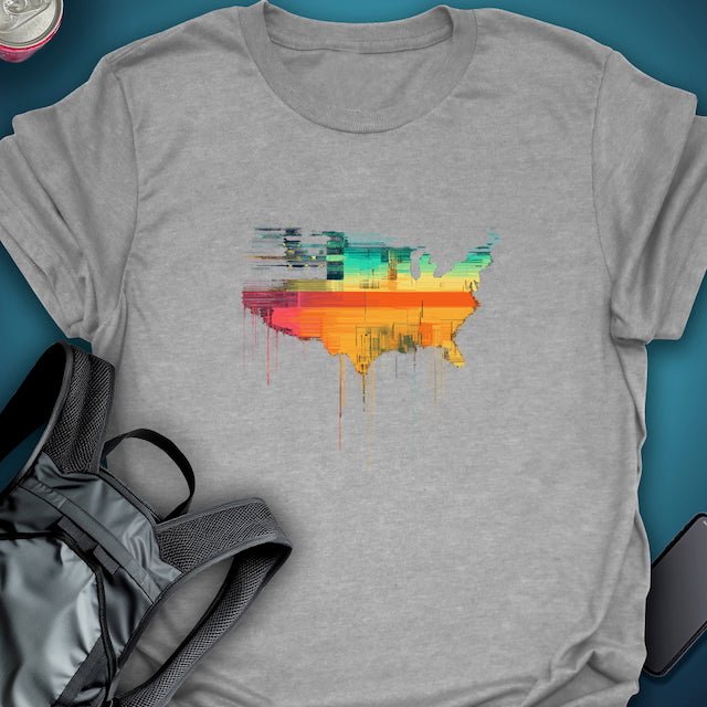 Triptees T-shirt Glitch USA Flag graphic T-shirt – Festival clothing by Triptees