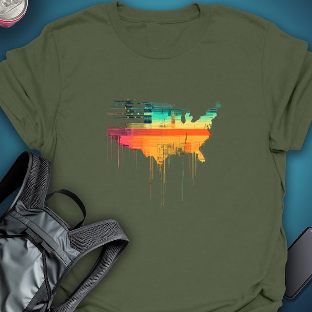 Triptees T-shirt Glitch USA Flag graphic T-shirt – Festival clothing by Triptees