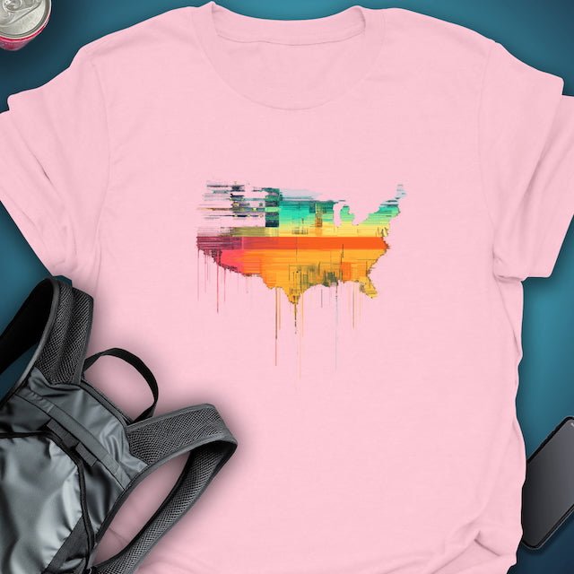Triptees T-shirt Glitch USA Flag graphic T-shirt – Festival clothing by Triptees