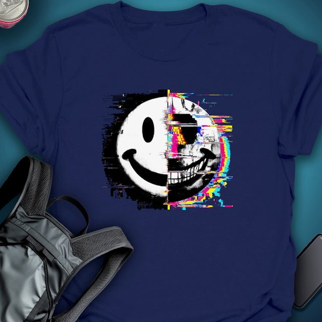 Triptees T-shirt Glitched Smiley Emoji graphic T-shirt – Festival clothing by Triptees