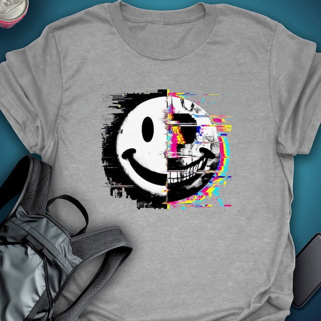 Triptees T-shirt Glitched Smiley Emoji graphic T-shirt – Festival clothing by Triptees