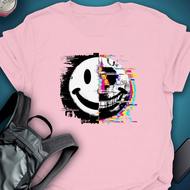 Triptees T-shirt Glitched Smiley Emoji graphic T-shirt – Festival clothing by Triptees