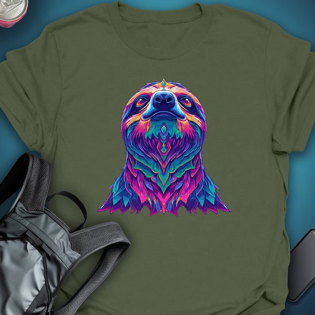 Triptees T-shirt Rainbow Sloth graphic T-shirt – Festival clothing by Triptees
