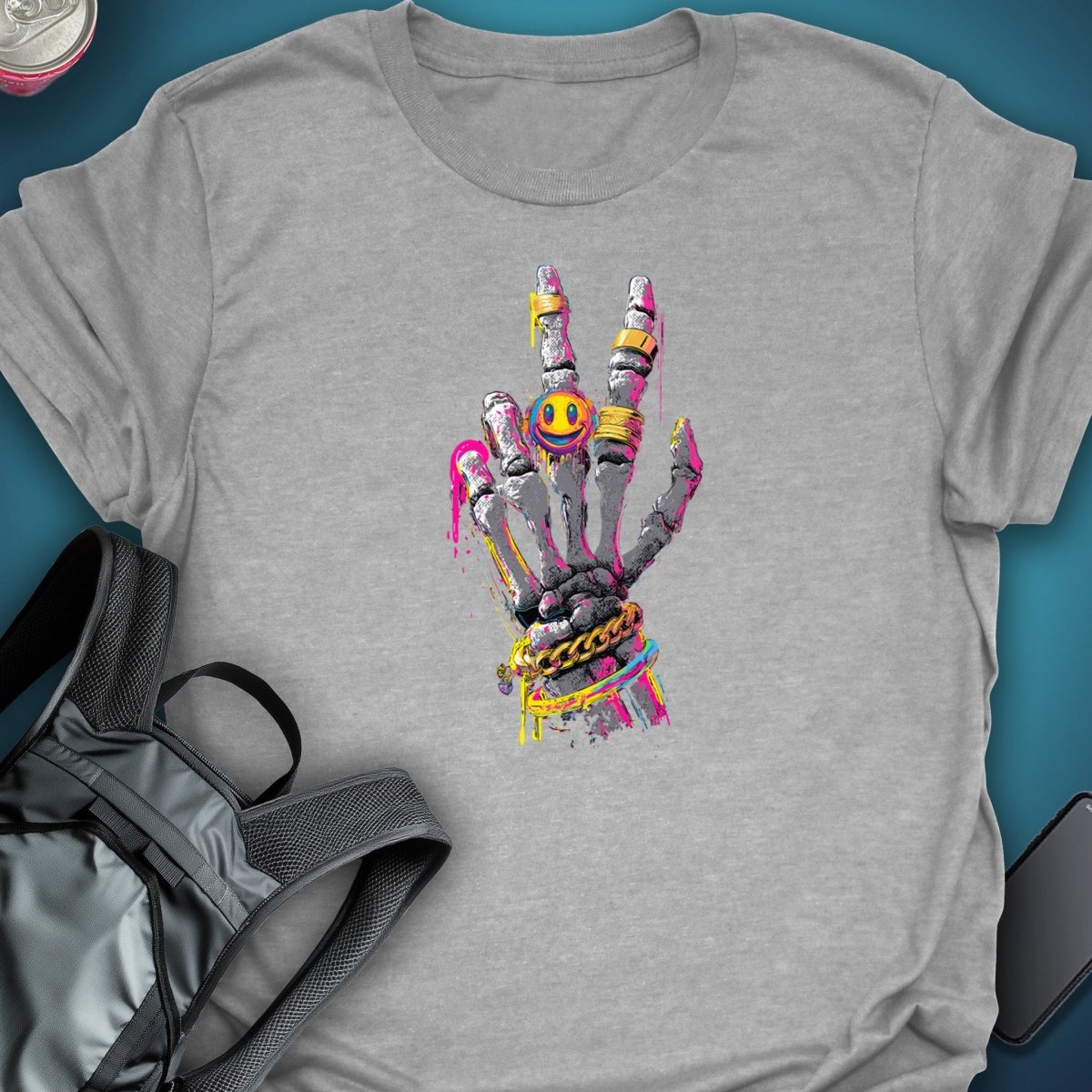 Triptees T-shirt Skelly Peace graphic T-shirt – Festival clothing by Triptees