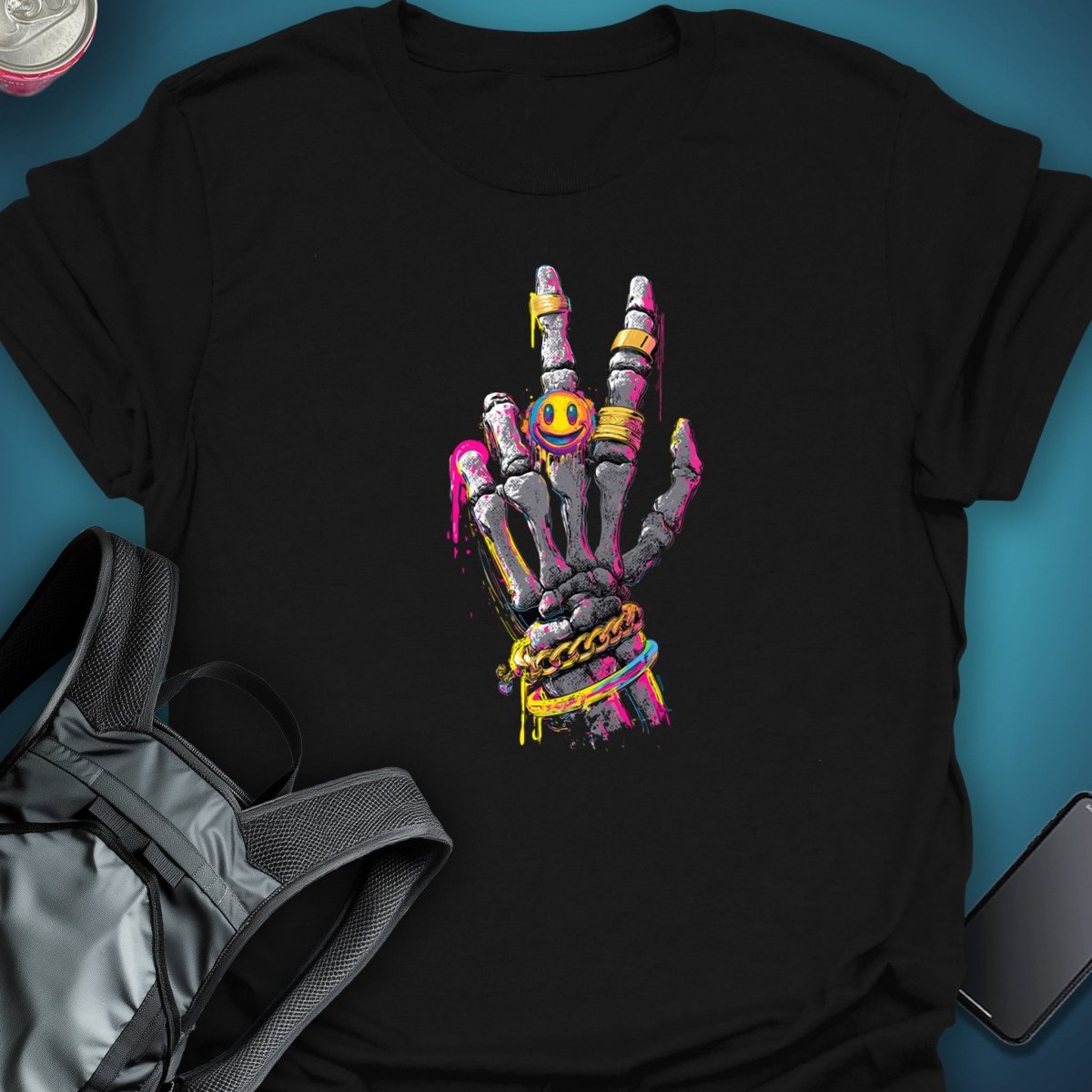 Triptees T-shirt Skelly Peace graphic T-shirt – Festival clothing by Triptees