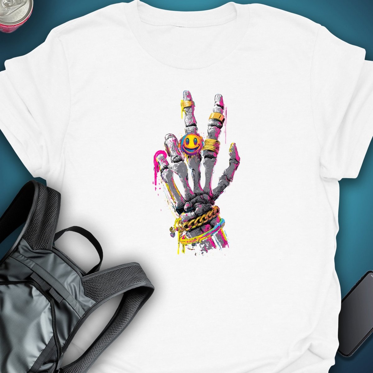 Triptees T-shirt Skelly Peace graphic T-shirt – Festival clothing by Triptees
