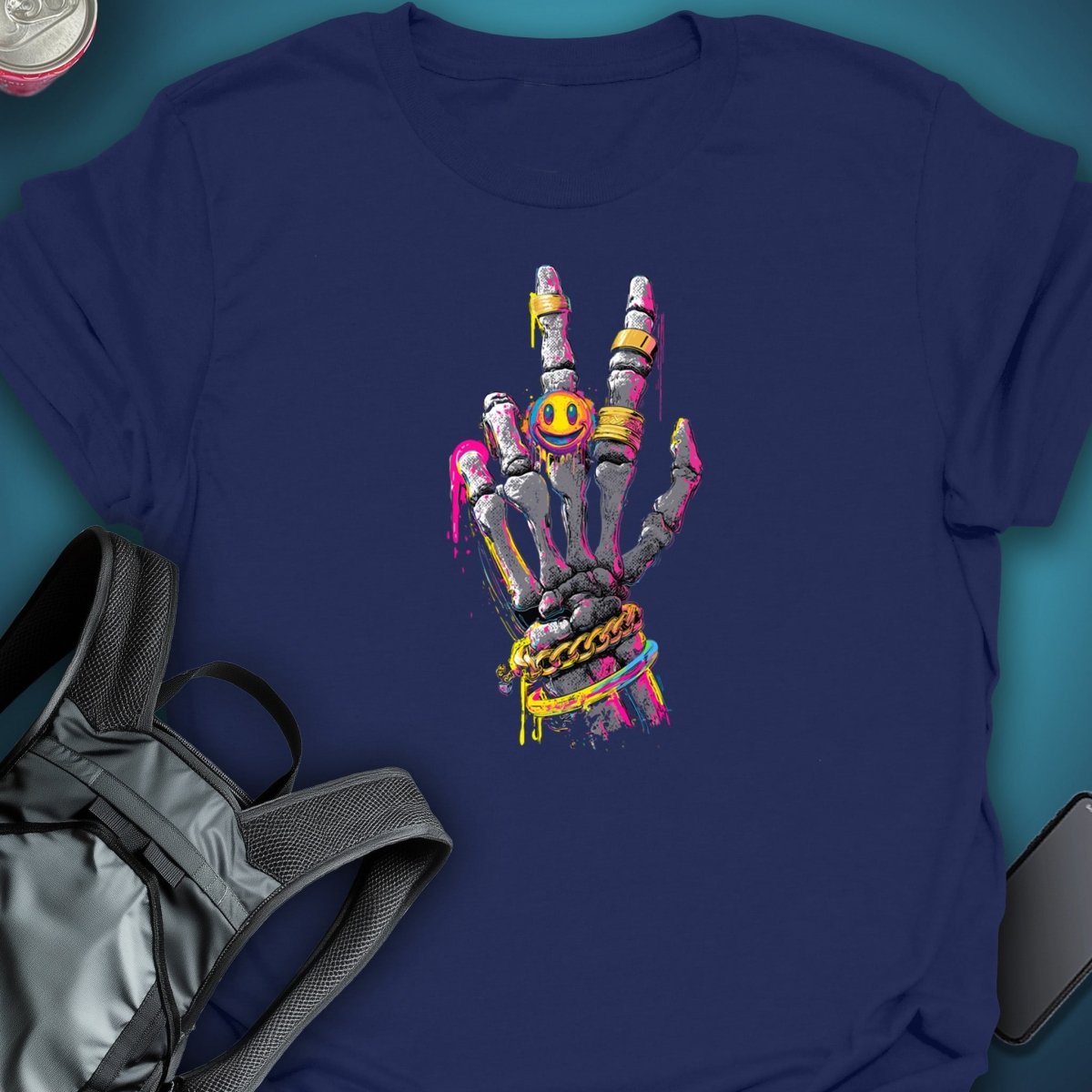 Triptees T-shirt Skelly Peace graphic T-shirt – Festival clothing by Triptees