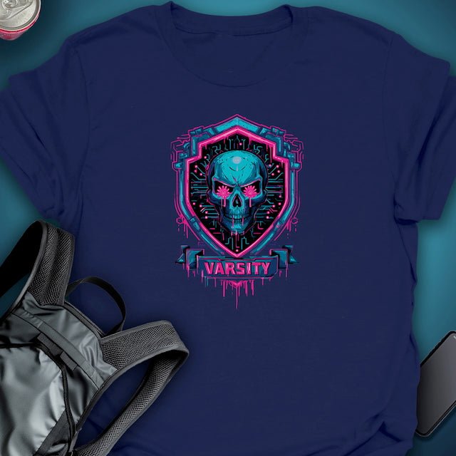 Triptees T-shirt Varisty Skull Badge graphic T-shirt β Festival clothing by Triptees
