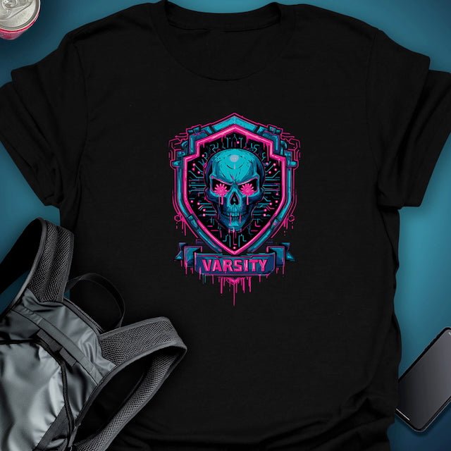 Triptees T-shirt Varisty Skull Badge graphic T-shirt β Festival clothing by Triptees