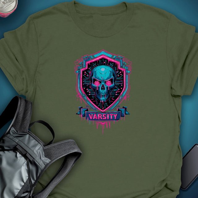 Triptees T-shirt Varisty Skull Badge graphic T-shirt β Festival clothing by Triptees