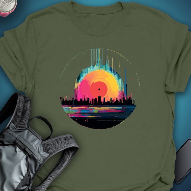 Triptees T-shirt Vinyl Neon Horizon graphic T-shirt β Festival clothing by Triptees