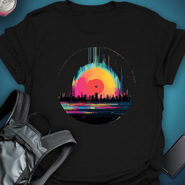 Triptees T-shirt Vinyl Neon Horizon graphic T-shirt β Festival clothing by Triptees