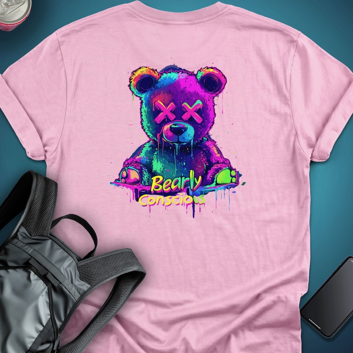 Bearly Conscious (Back Print Edition) graphic T-shirt – Festival clothing by Triptees