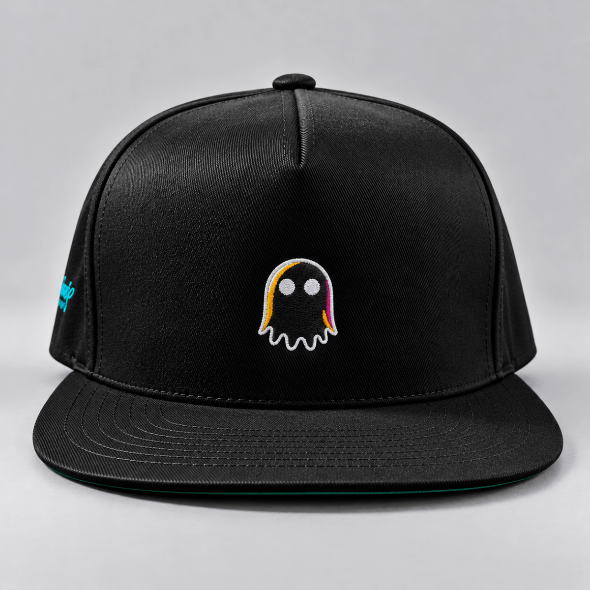 Black Glitch Ghost Snapback Hat graphic T-shirt – Festival clothing by Triptees