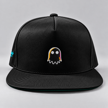 Black Glitch Ghost Snapback Hat graphic T-shirt – Festival clothing by Triptees