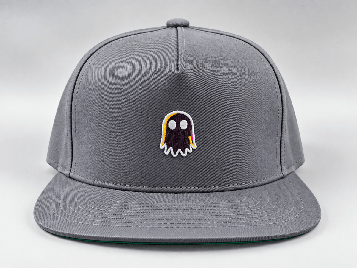 Black Glitch Ghost Snapback Hat graphic T-shirt – Festival clothing by Triptees
