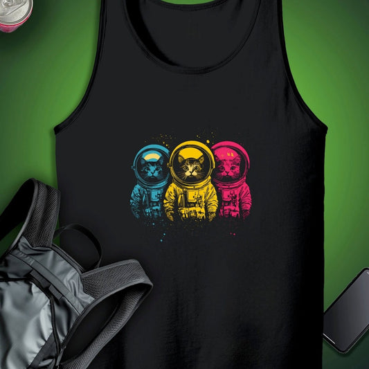 Cosmic Kittens Tank graphic T-shirt – Festival clothing by Triptees