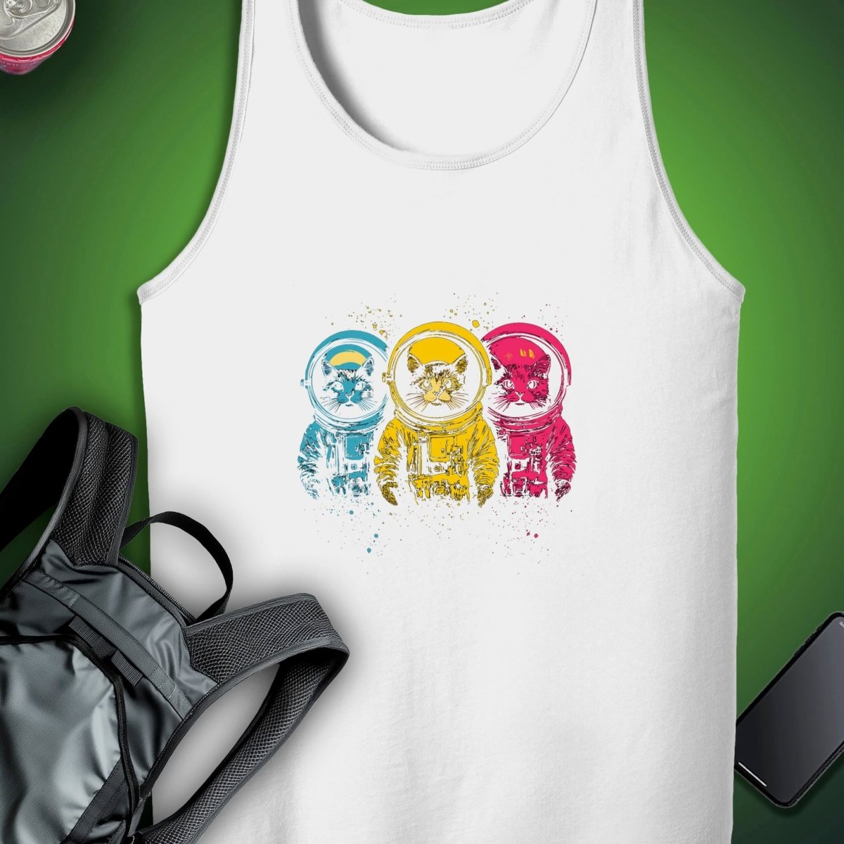 Cosmic Kittens Tank graphic T-shirt – Festival clothing by Triptees