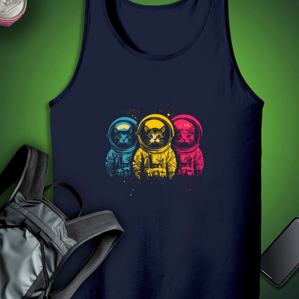 Cosmic Kittens Tank graphic T-shirt – Festival clothing by Triptees