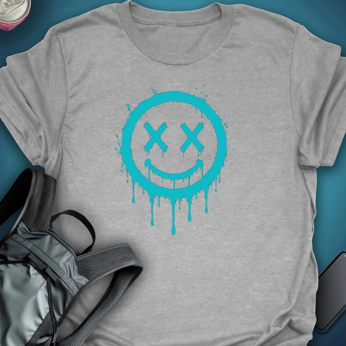 Dead Happy blue Graphic T-Shirt graphic T-shirt – Festival clothing by Triptees