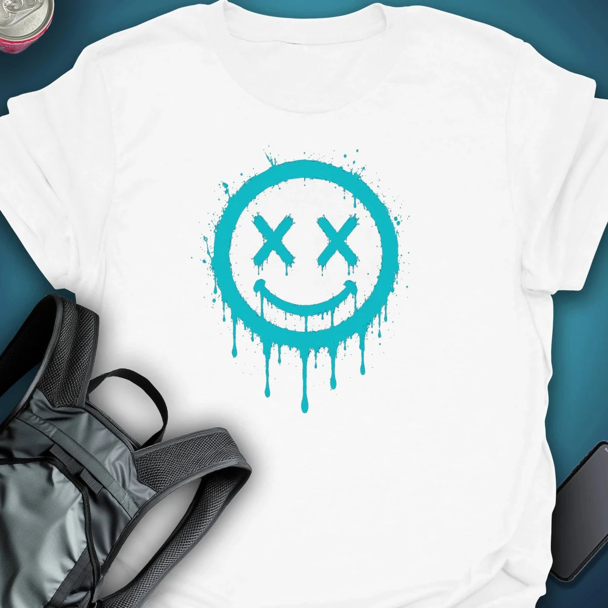 Dead Happy blue Graphic T-Shirt graphic T-shirt – Festival clothing by Triptees