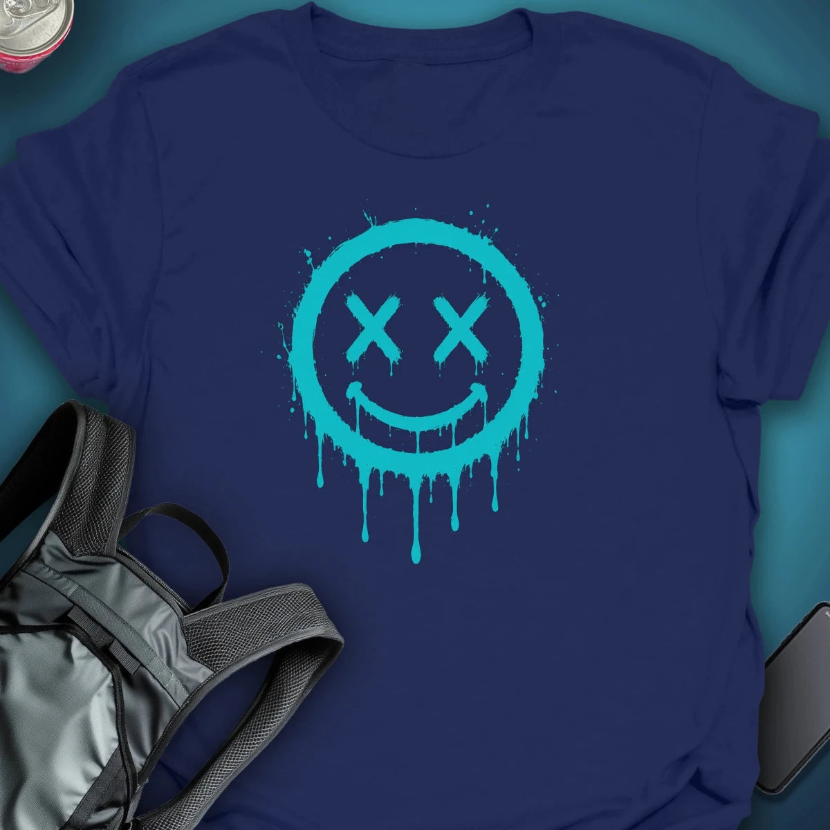 Dead Happy blue Graphic T-Shirt graphic T-shirt – Festival clothing by Triptees