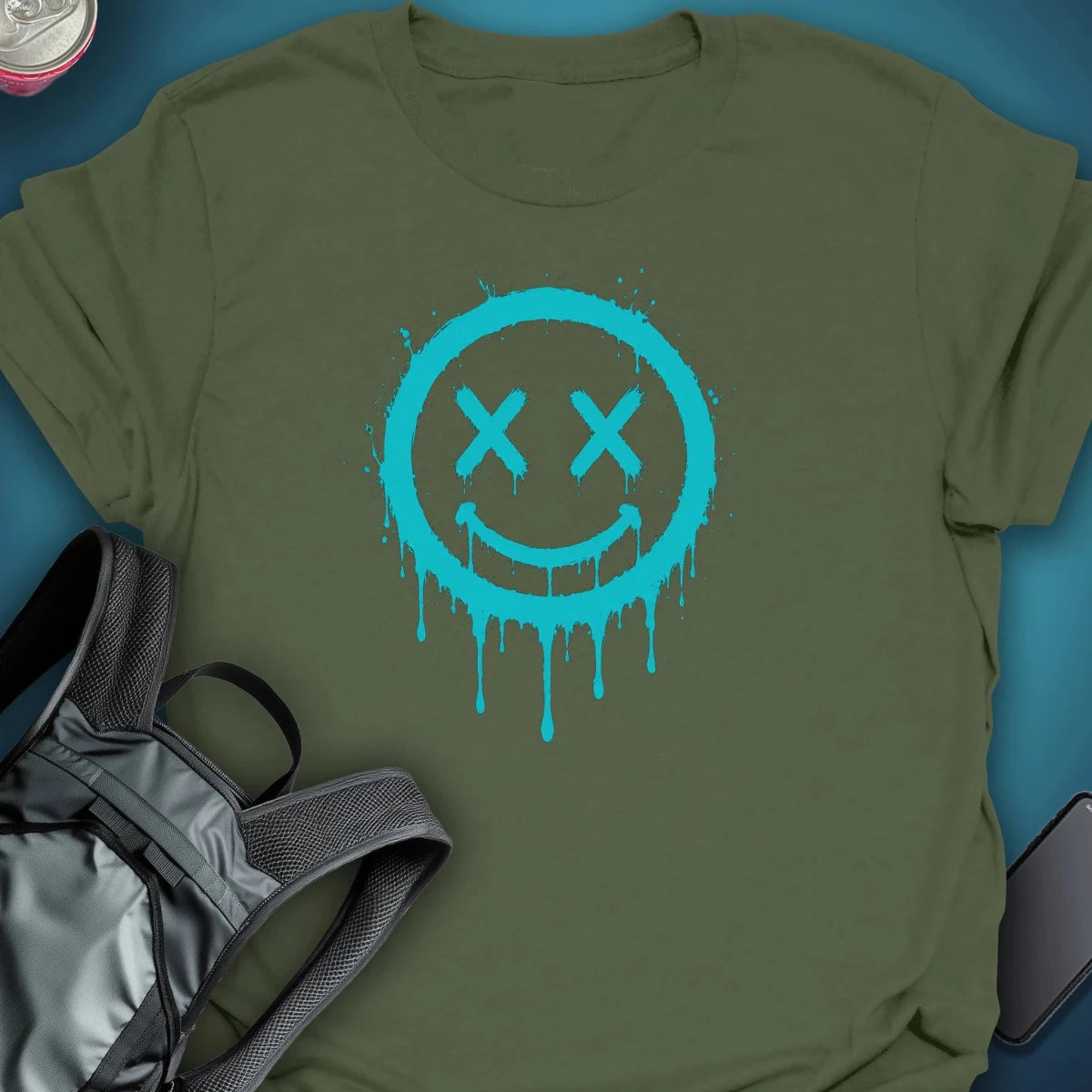 Dead Happy blue Graphic T-Shirt graphic T-shirt – Festival clothing by Triptees