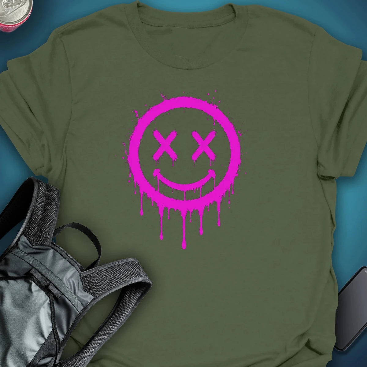 Dead Happy pink Graphic T-Shirt graphic T-shirt – Festival clothing by Triptees