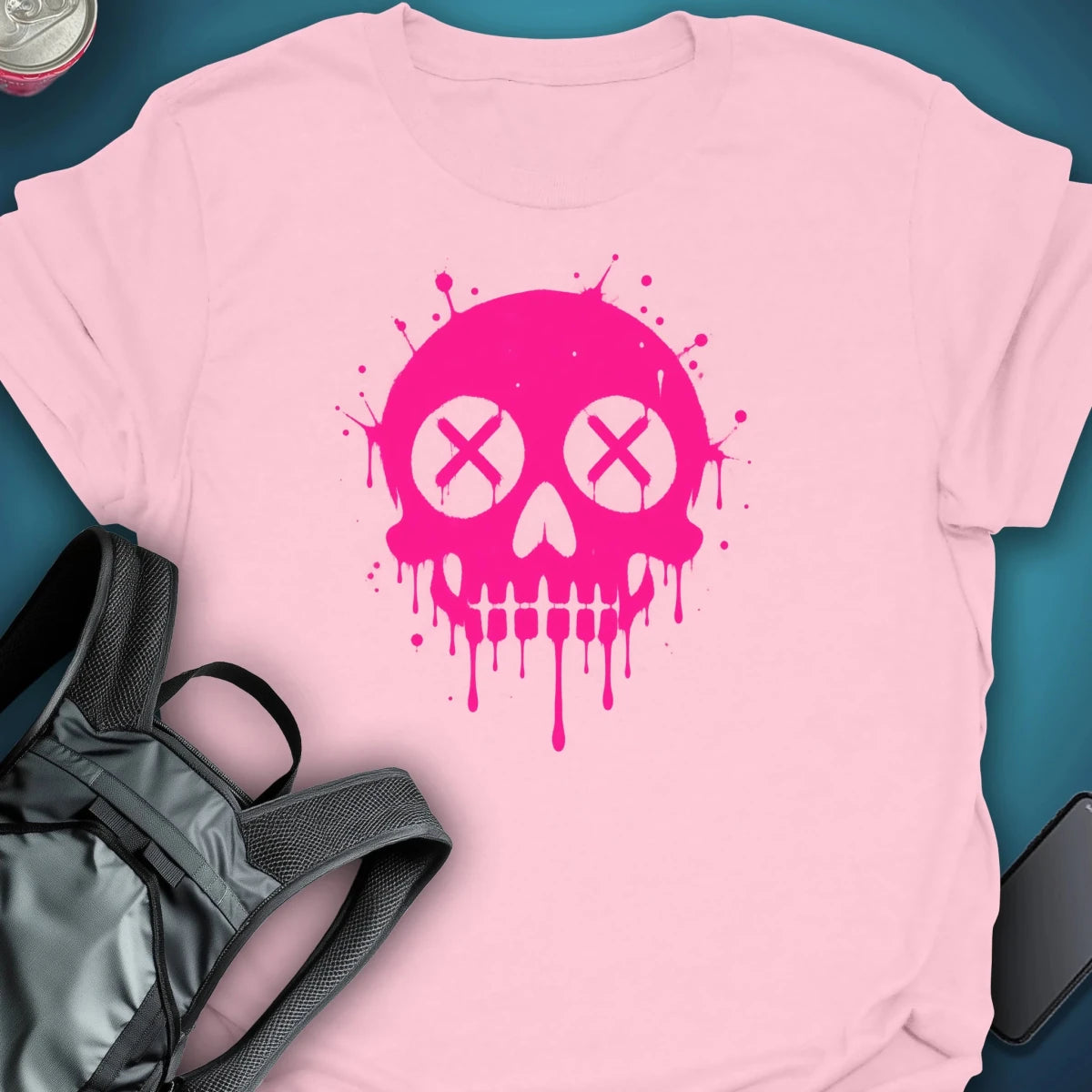 Dead Happy Skull pink Graphic T-shirt graphic T-shirt – Festival clothing by Triptees