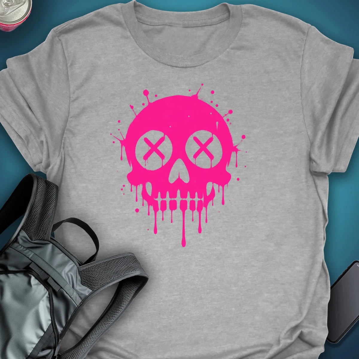 Dead Happy Skull pink Graphic T-shirt graphic T-shirt – Festival clothing by Triptees