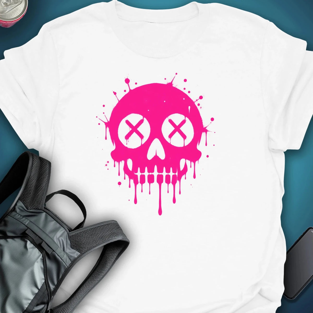 Dead Happy Skull pink Graphic T-shirt graphic T-shirt – Festival clothing by Triptees