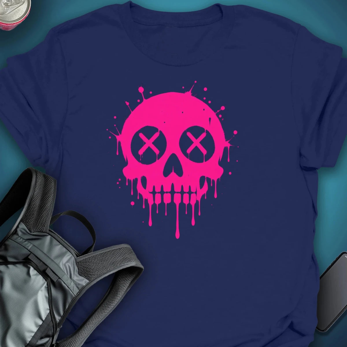 Dead Happy Skull pink Graphic T-shirt graphic T-shirt – Festival clothing by Triptees