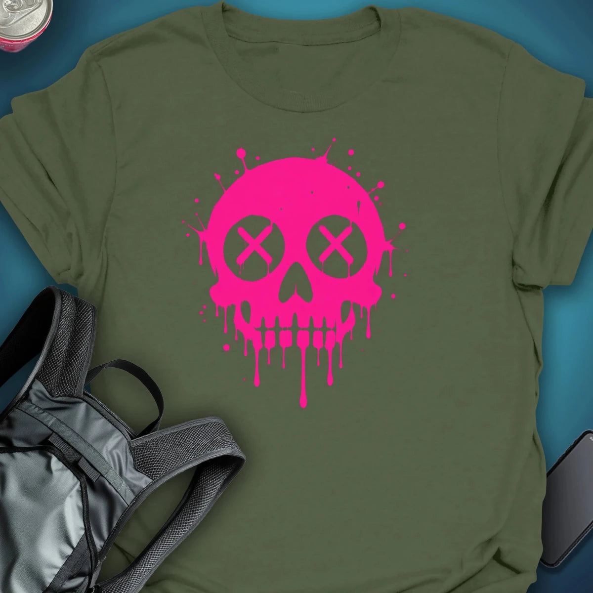 Dead Happy Skull pink Graphic T-shirt graphic T-shirt – Festival clothing by Triptees