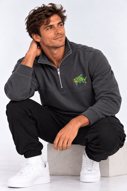 Fishbone 1/4 Zip graphic T-shirt – Festival clothing by Triptees