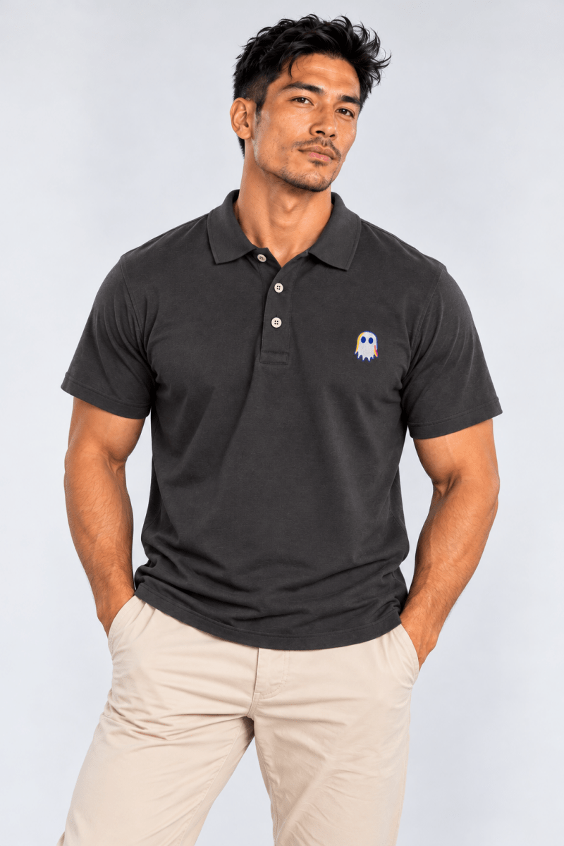 Glitch Ghost Polo graphic T-shirt – Festival clothing by Triptees
