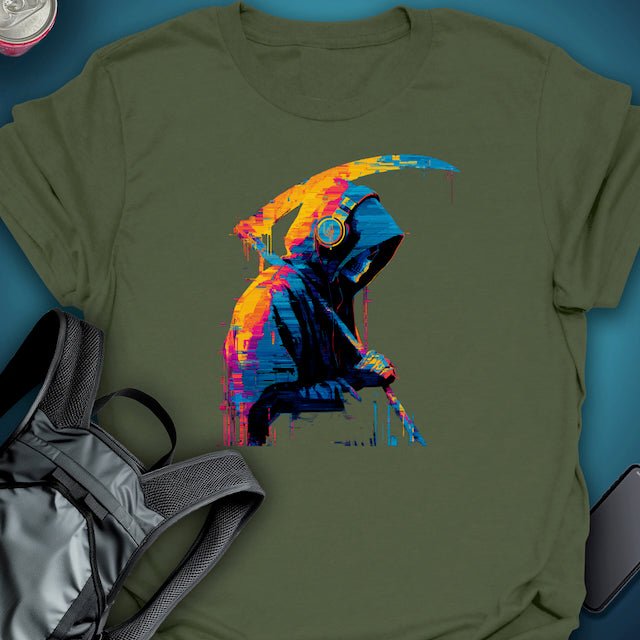 Glitch Reaper graphic T-shirt – Festival clothing by Triptees