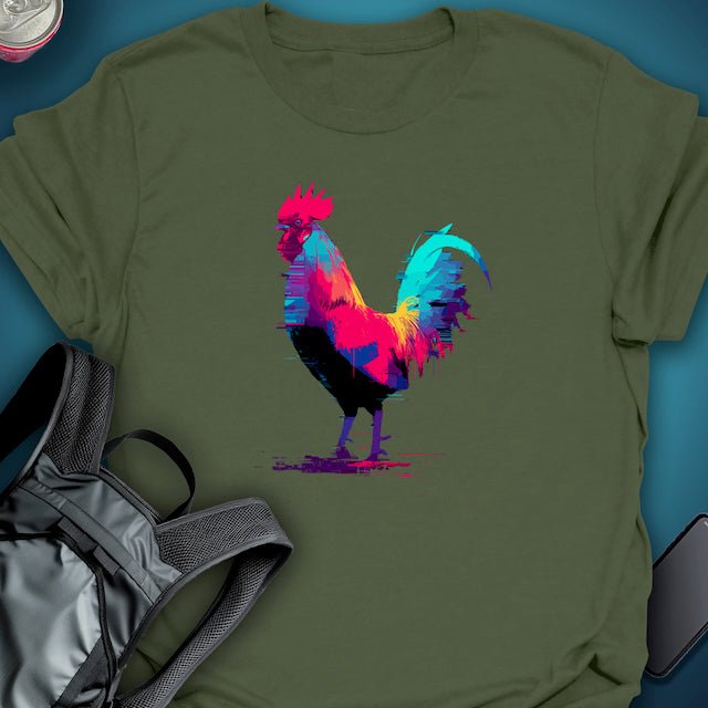 Glitch Rooster graphic T-shirt – Festival clothing by Triptees