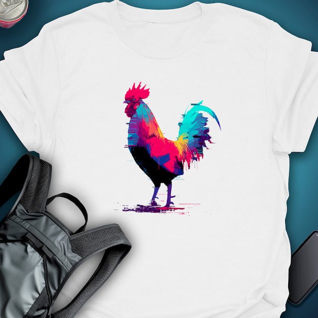 Glitch Rooster graphic T-shirt – Festival clothing by Triptees