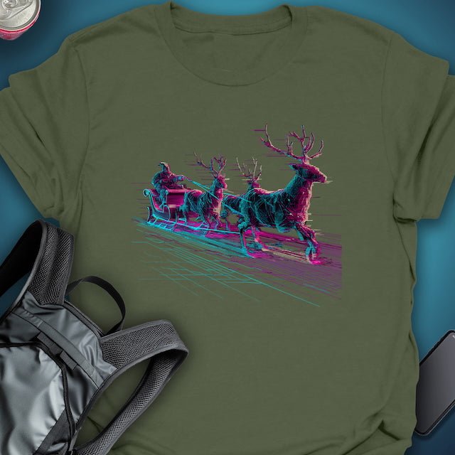 Glitch Runner Sleigh graphic T-shirt – Festival clothing by Triptees